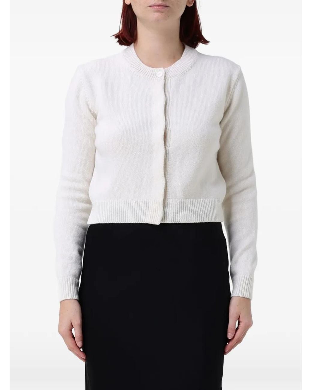 Fiorucci White Button-Up Cropped Cardigan