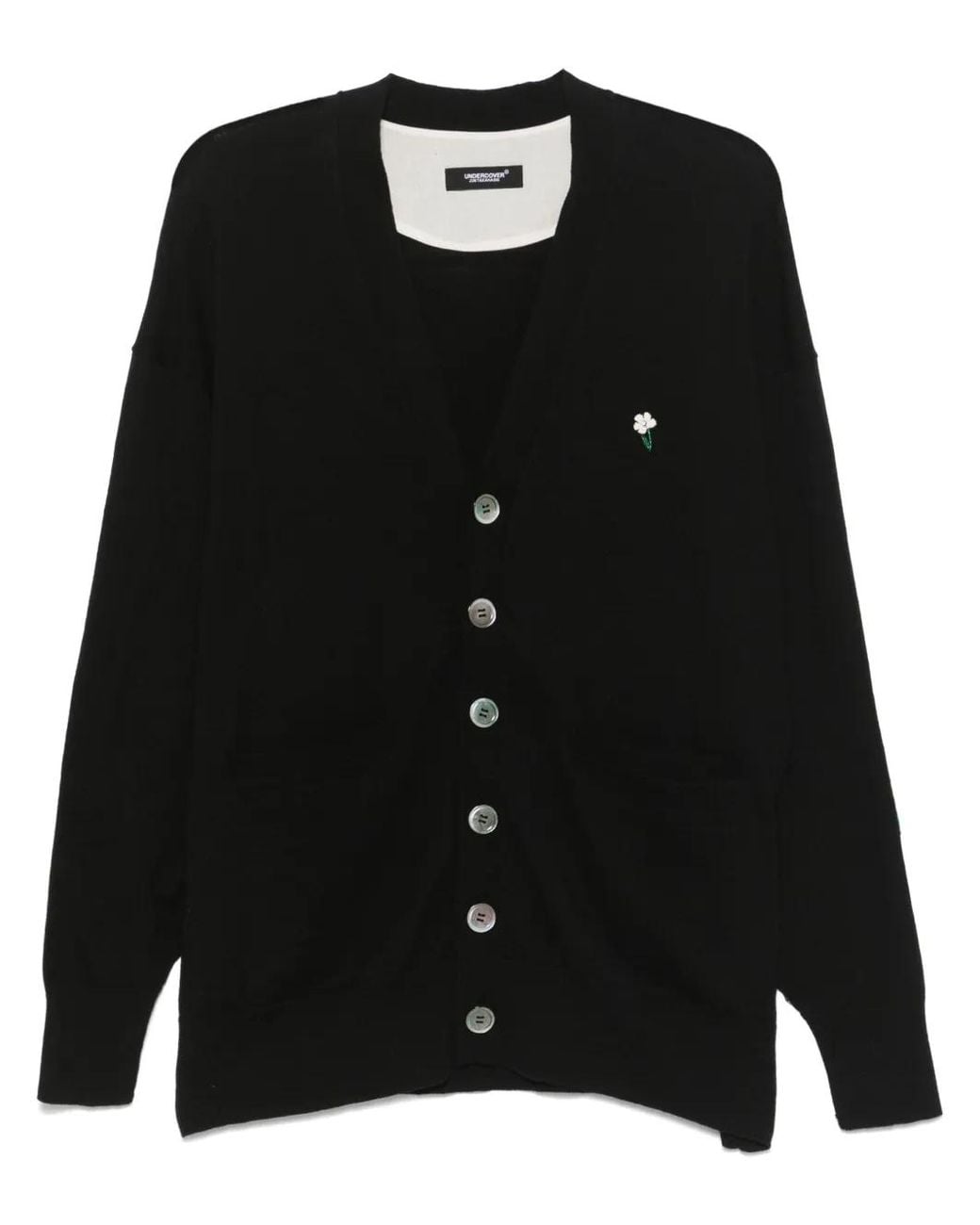 Undercover Black Floral-Appliqué Cardigan for men