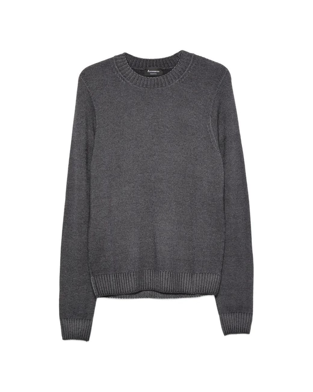 AROVESCIO Gray Crew-Neck Ribbed-Trim Sweater for men