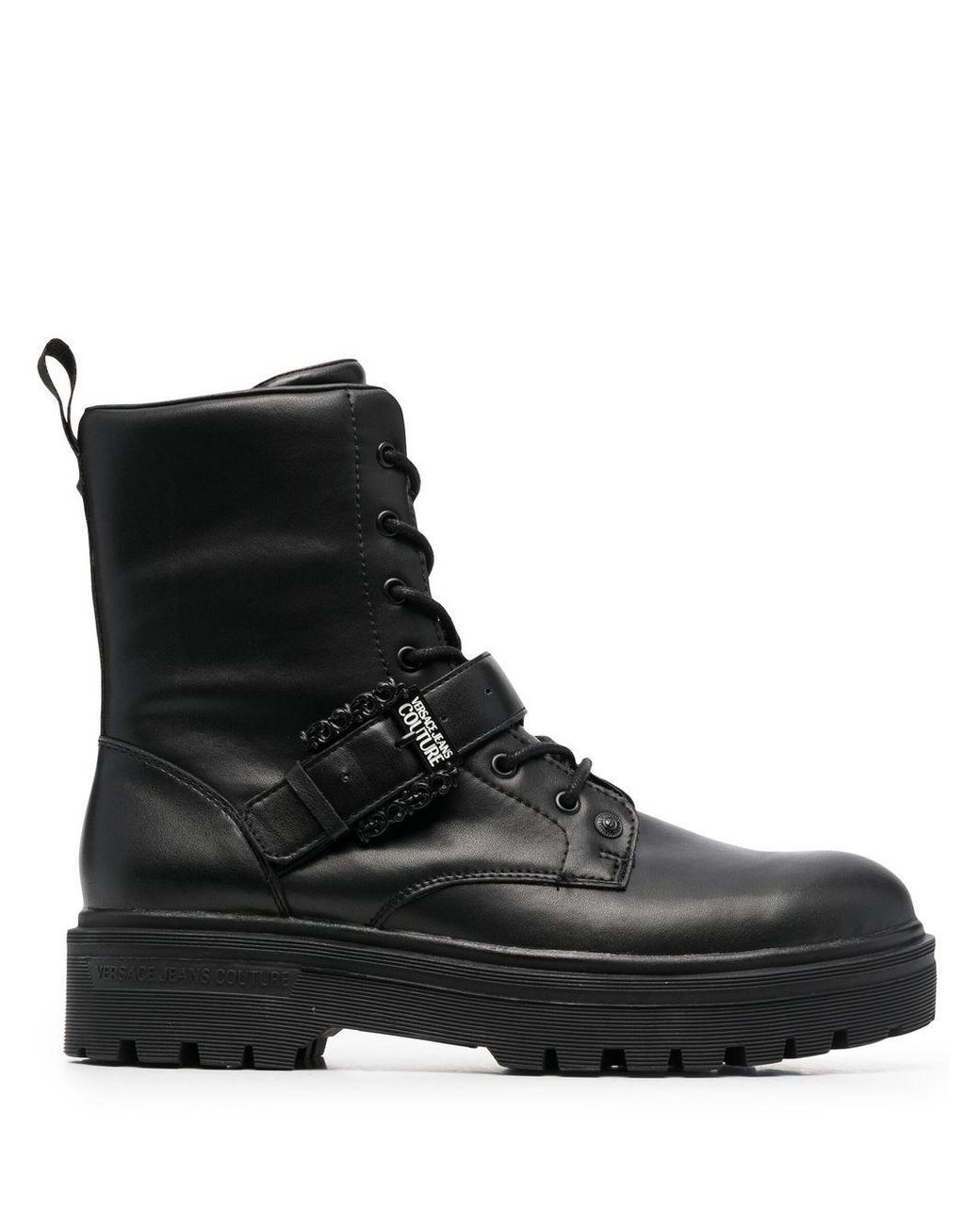 Versace Jeans Couture Syrius Logo-buckle Combat Boots in Black for Men |  Lyst