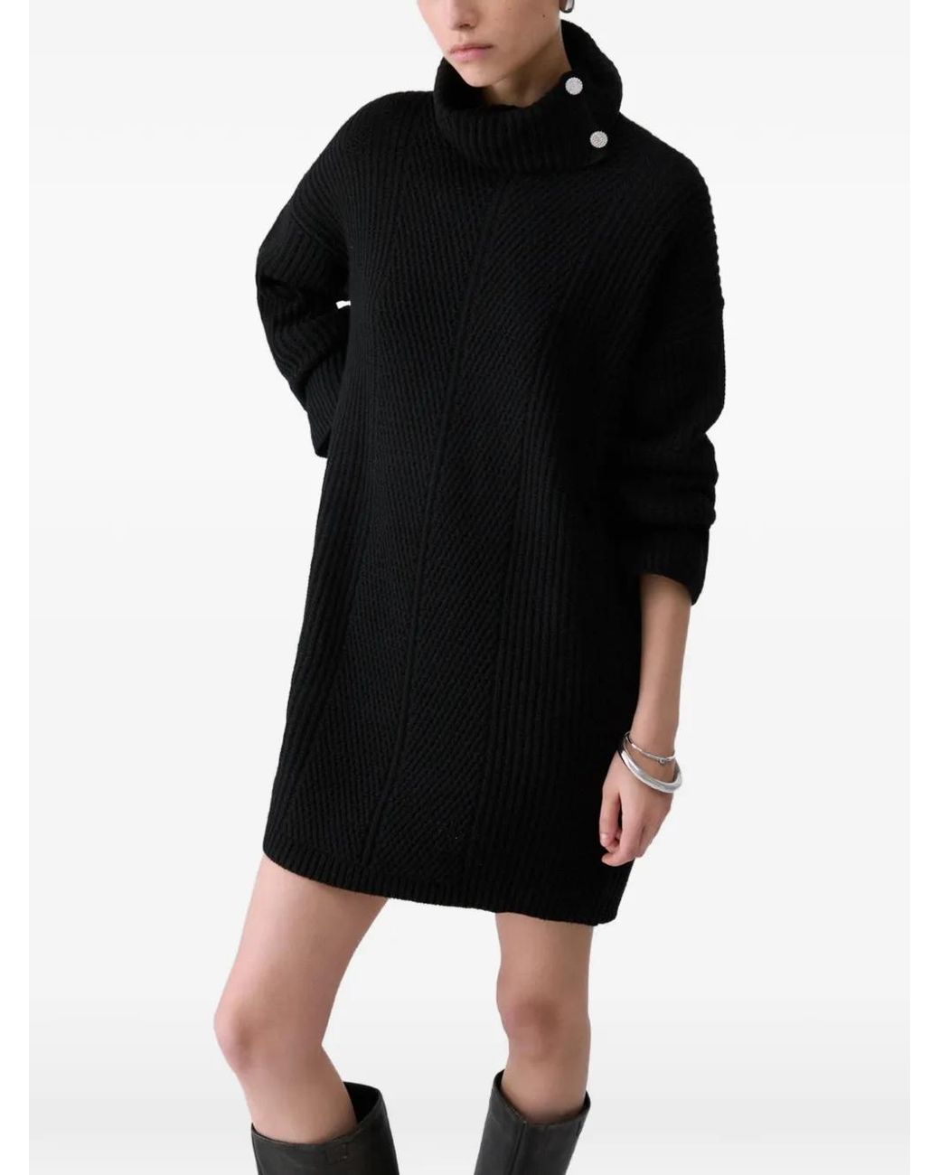 Liu Jo Black Jewel-Button Knit Dress