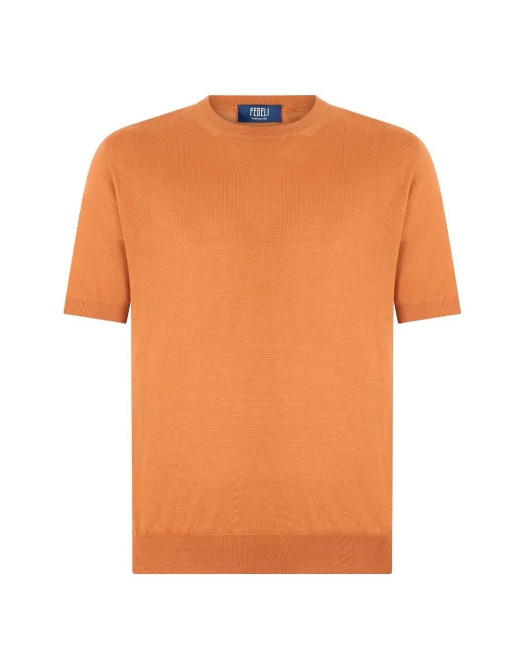 Fedeli Orange Round-Neck Short-Sleeve T-Shirt for men