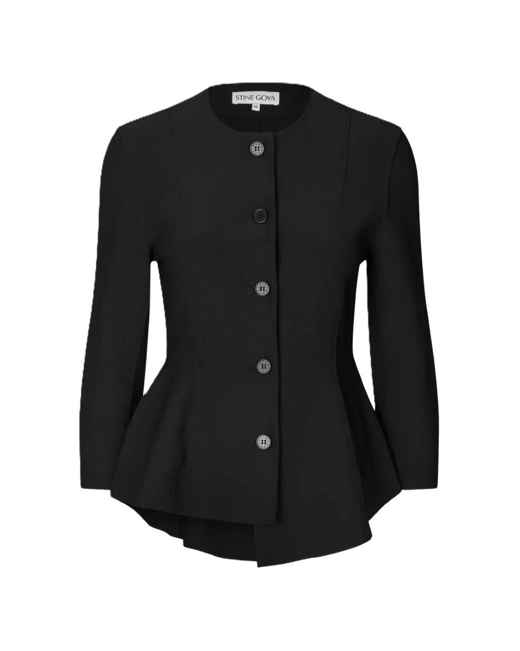 Stine Goya Black Peplum-Hem Single-Breasted Jacket