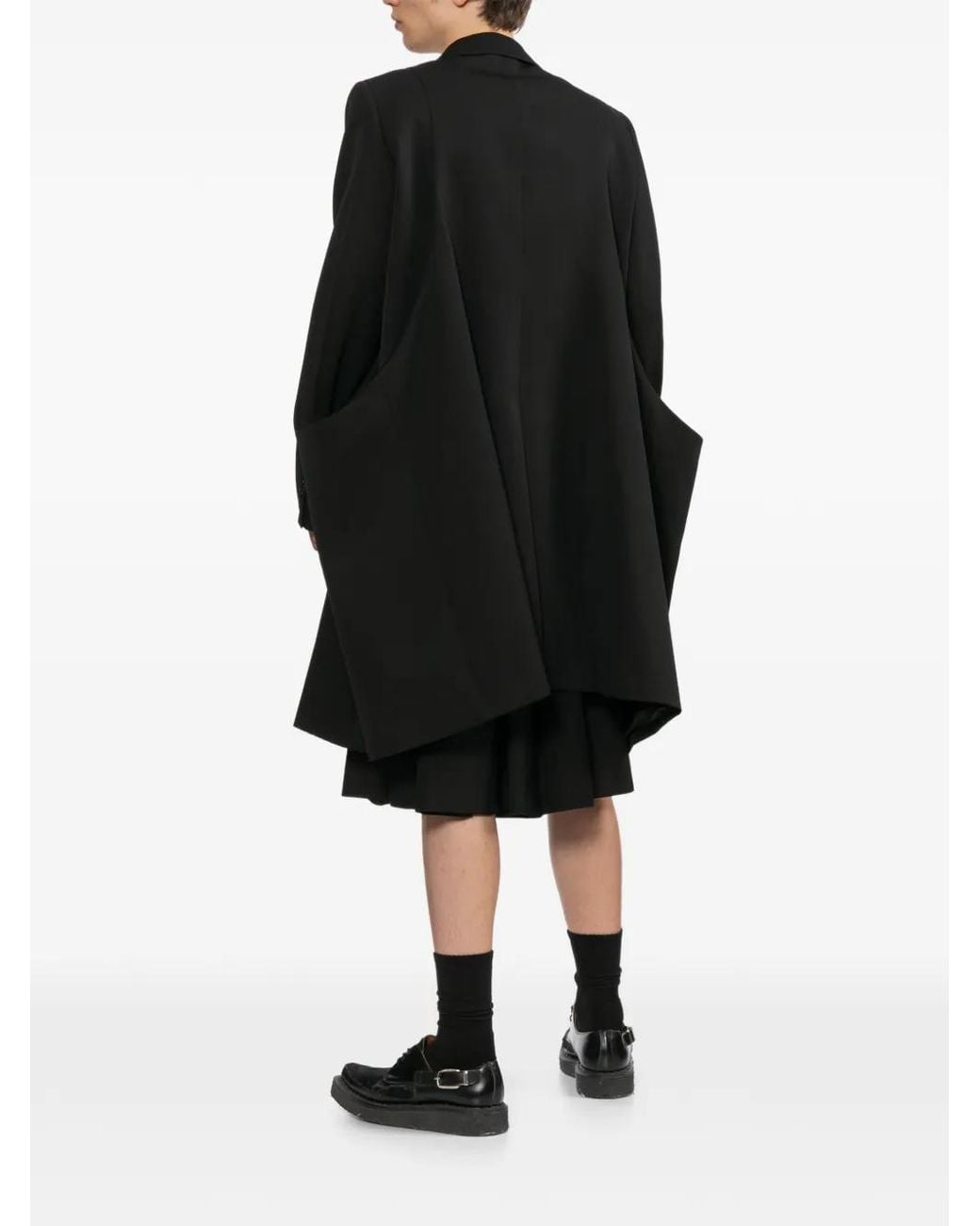 Comme des Garçons Black Single-Breasted Wool Coat for men
