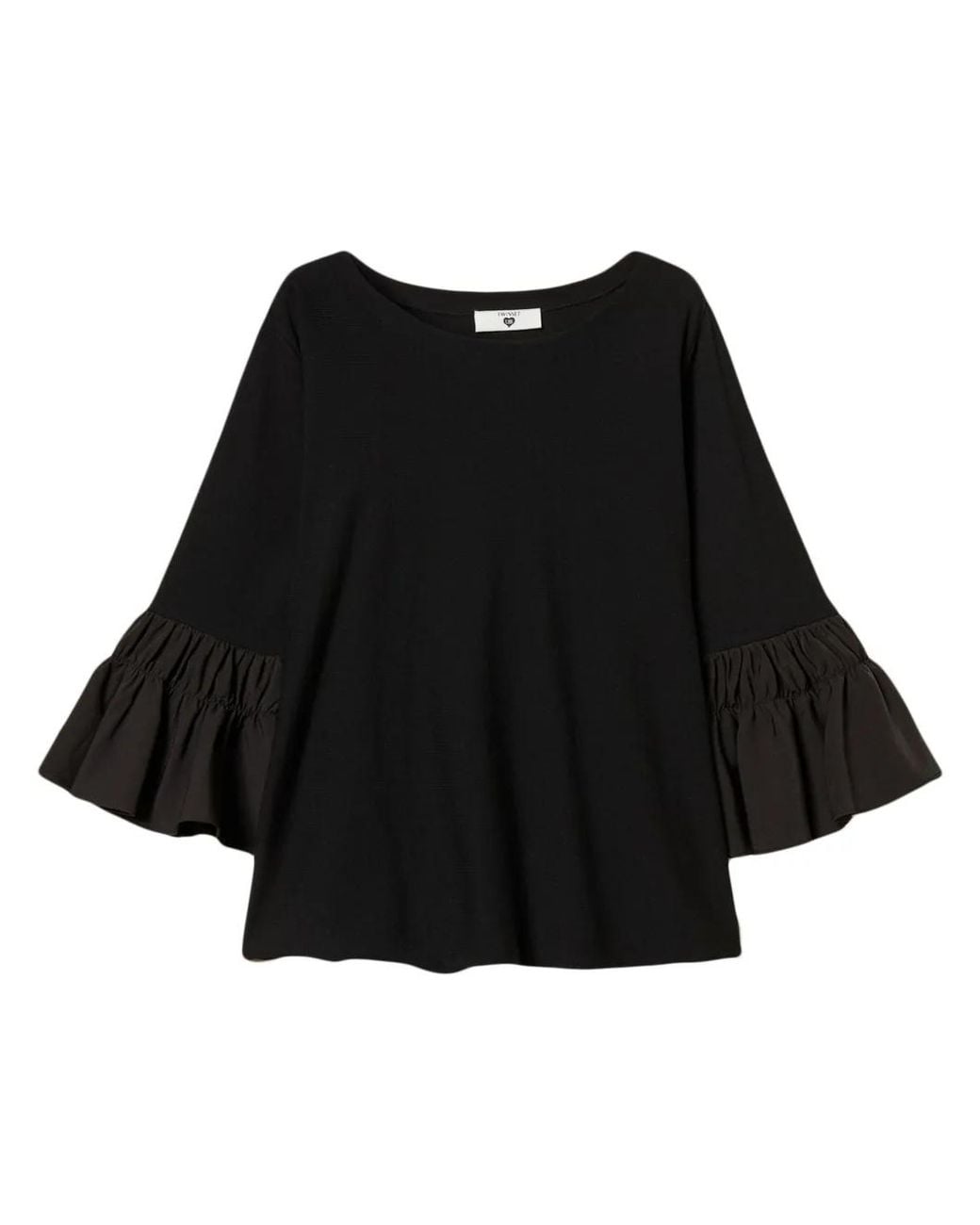 Twinset Black Flounce-Sleeves Sweater