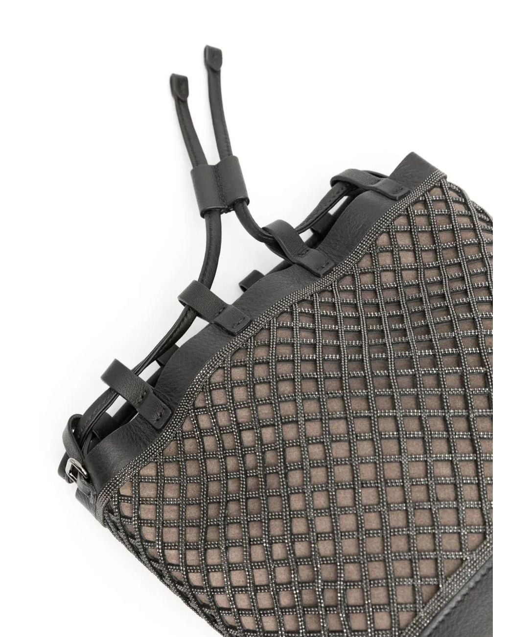 Brunello Cucinelli Black Monili Chain-Embellished Bucket Bag