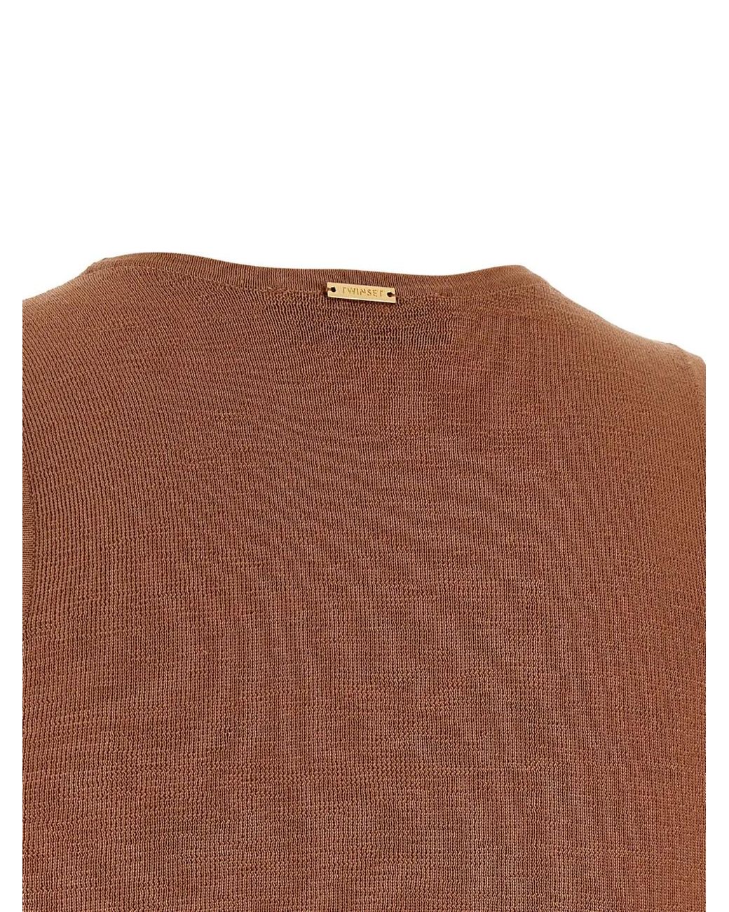 Twinset Brown Sequin-Embellished Top