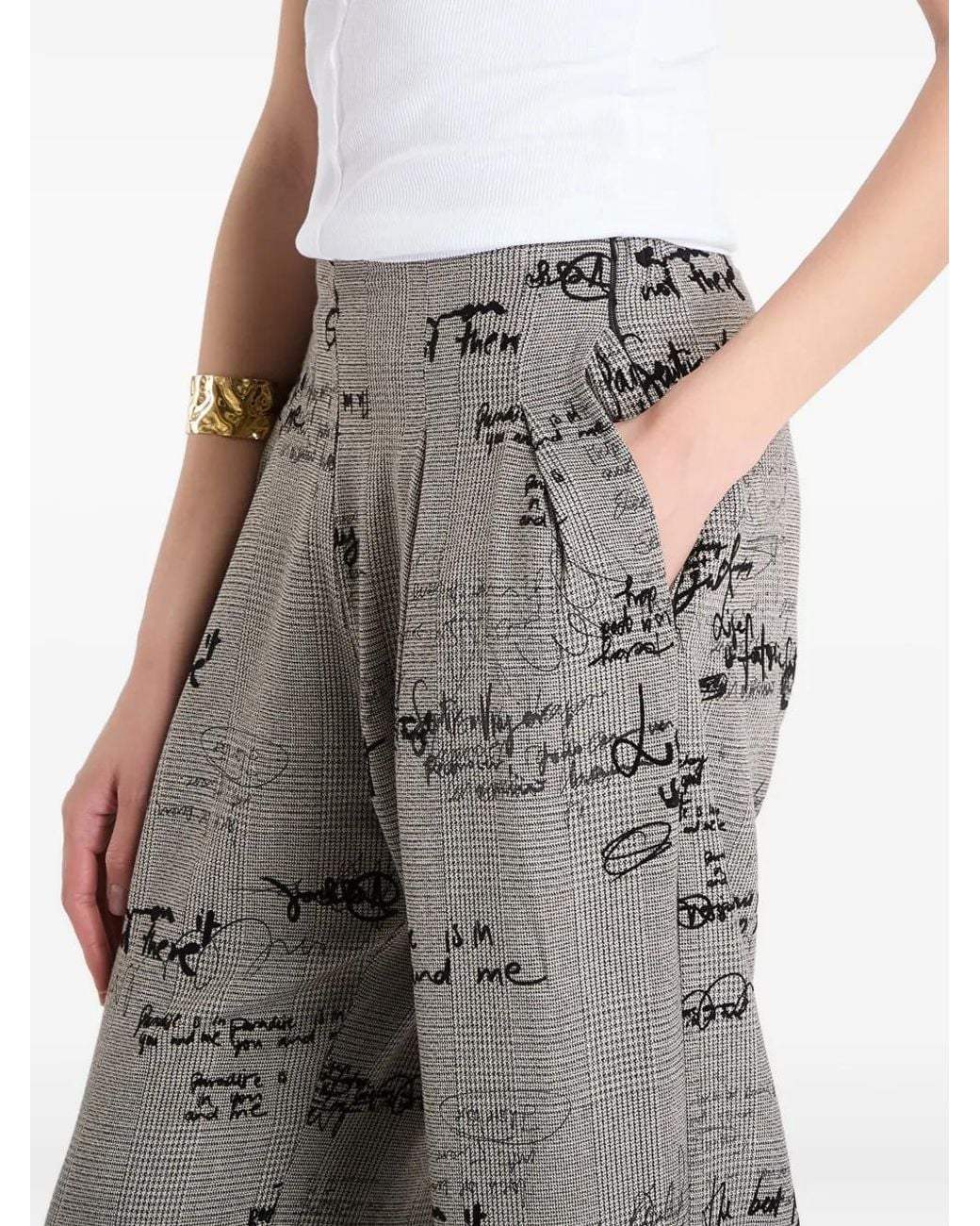 Desigual Gray Pantalon Plissé À Carreaux