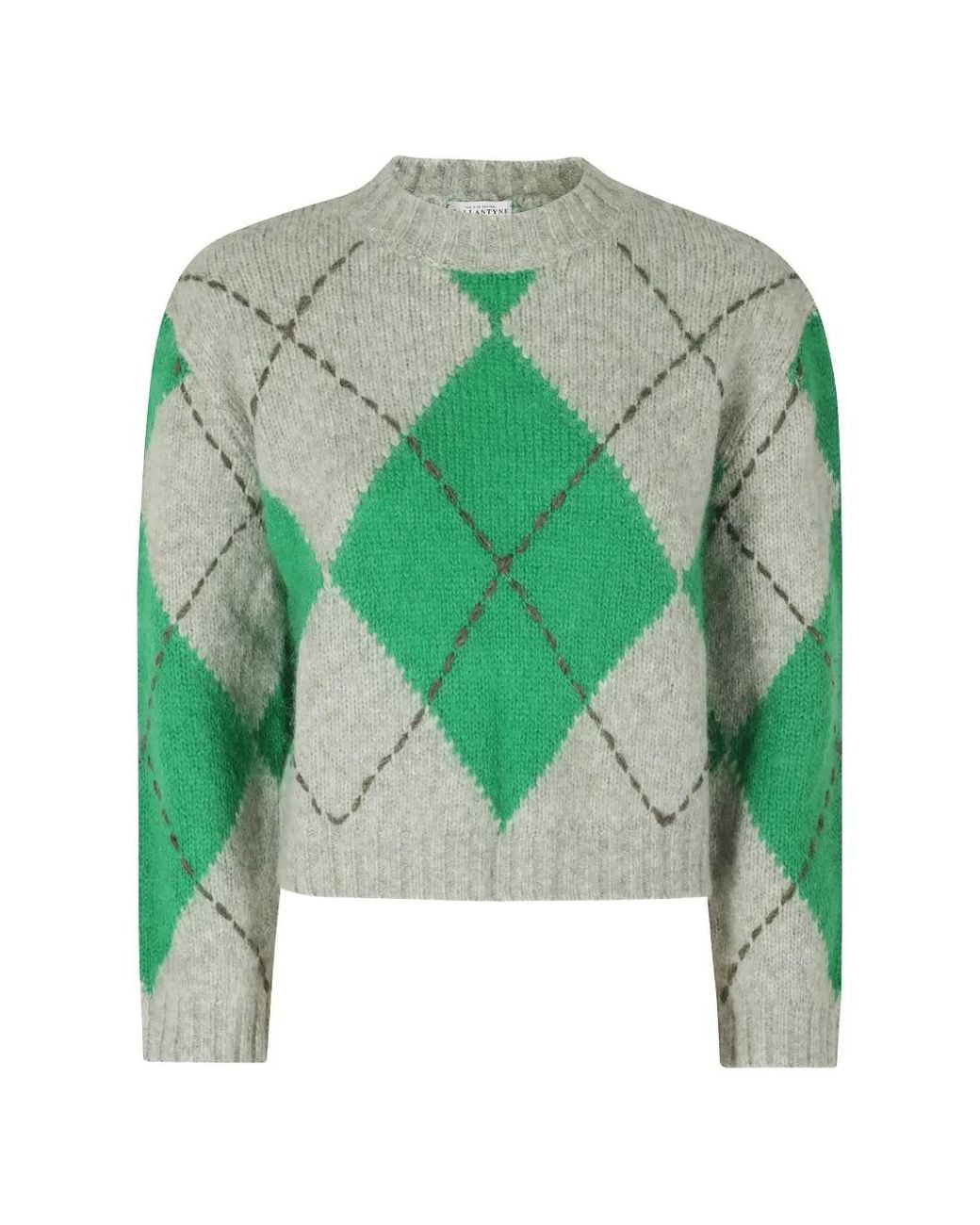 Ballantyne Green Argyle-Knit Sweater