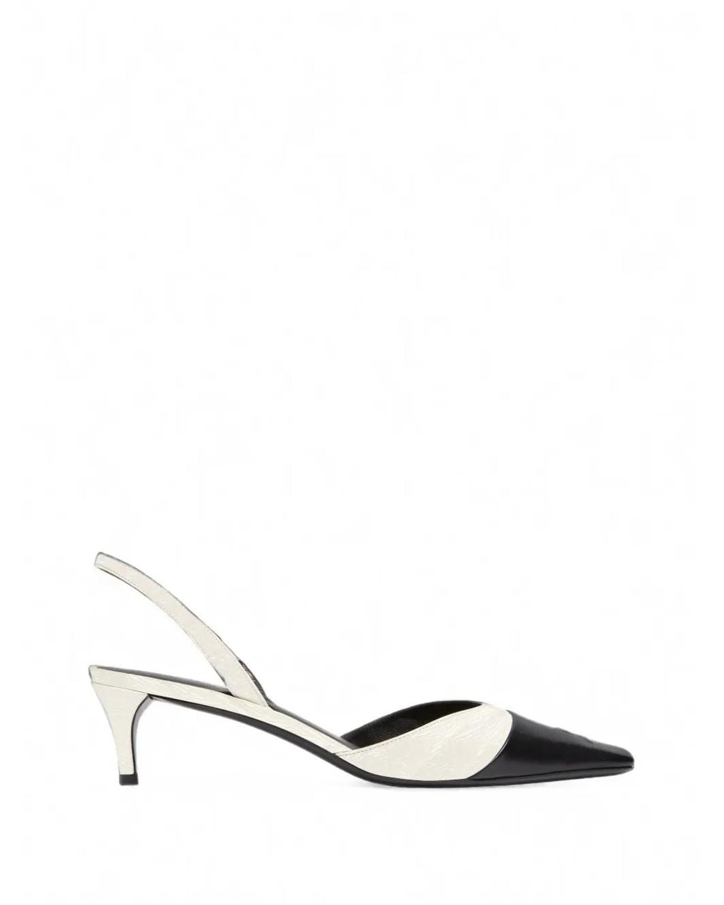 Courreges Metallic Vinyl-Toe Cap Slingback Pumps