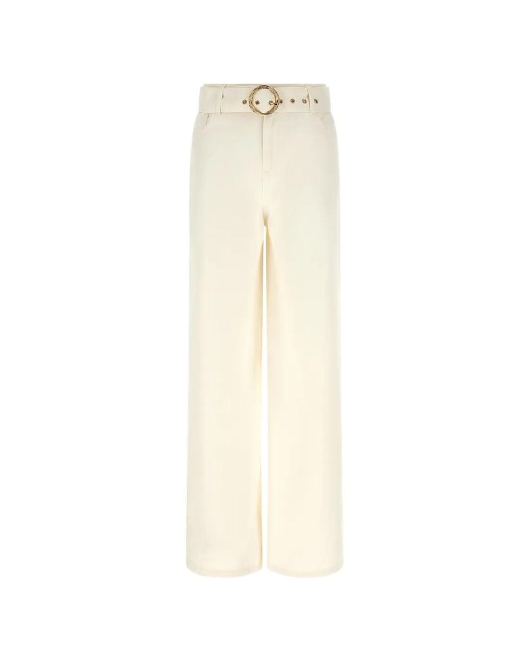 Twinset White Belted Wide-Leg Jeans