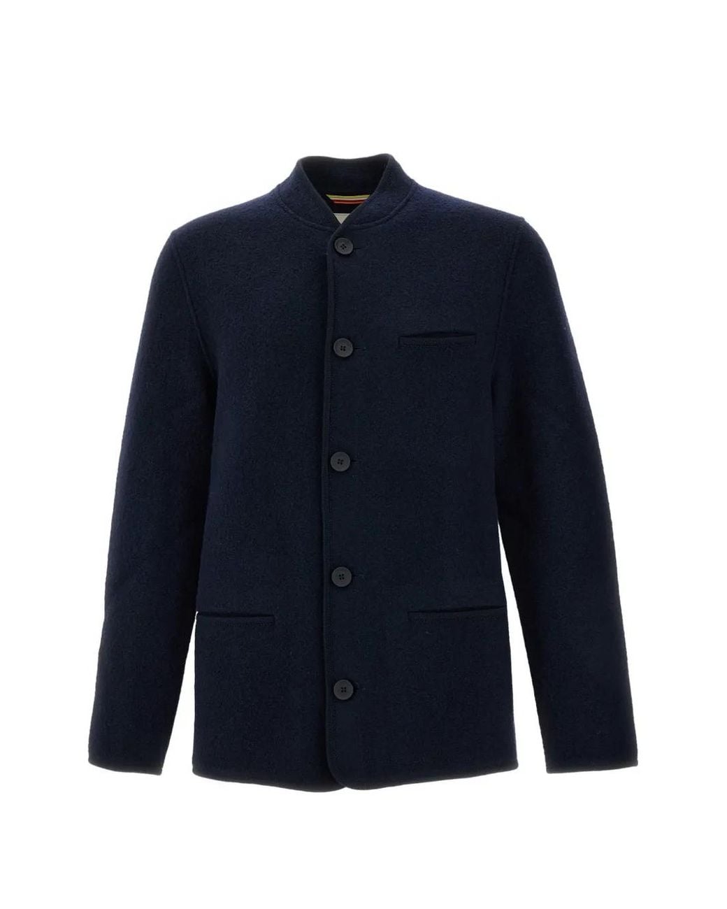 ALPE PIANO Blue Ap Francesco Button-Up Collarless Jacket for men