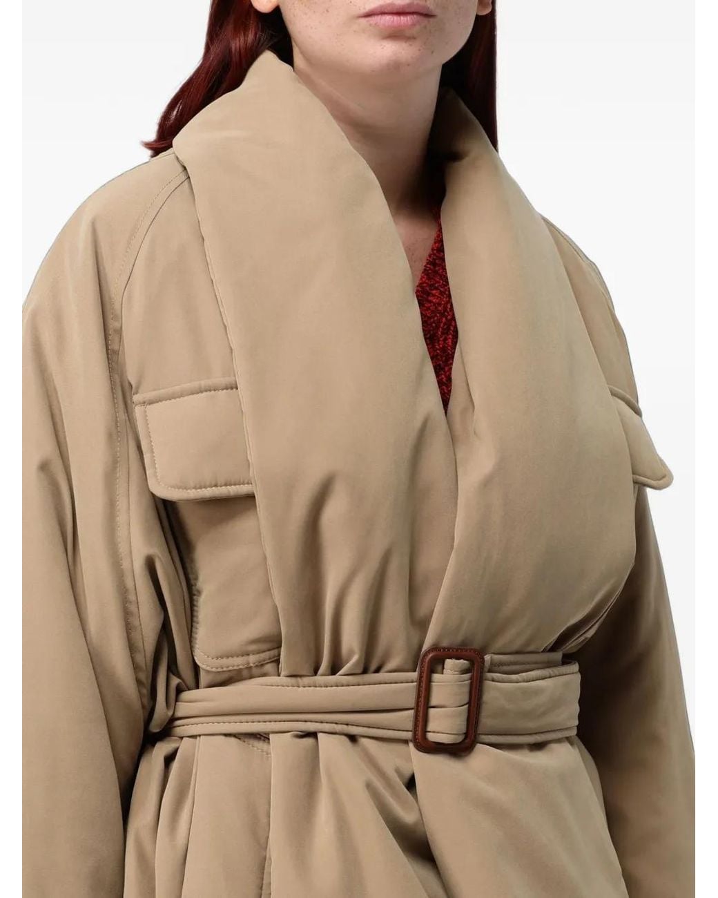Tela Natural Belted Shawl-Collar Jacket