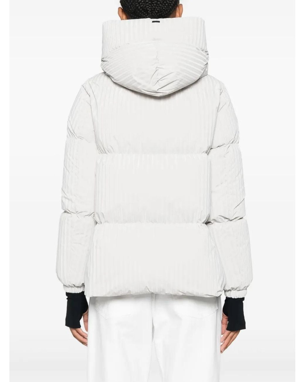 Herno White Matelassé-Effect Jumper Jacket