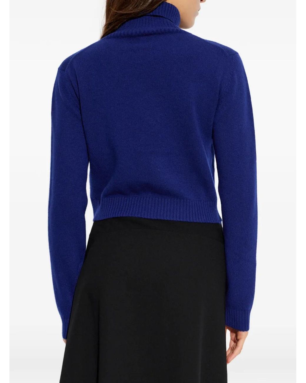 Jil Sander Blue Ribbed-Collar Sweater