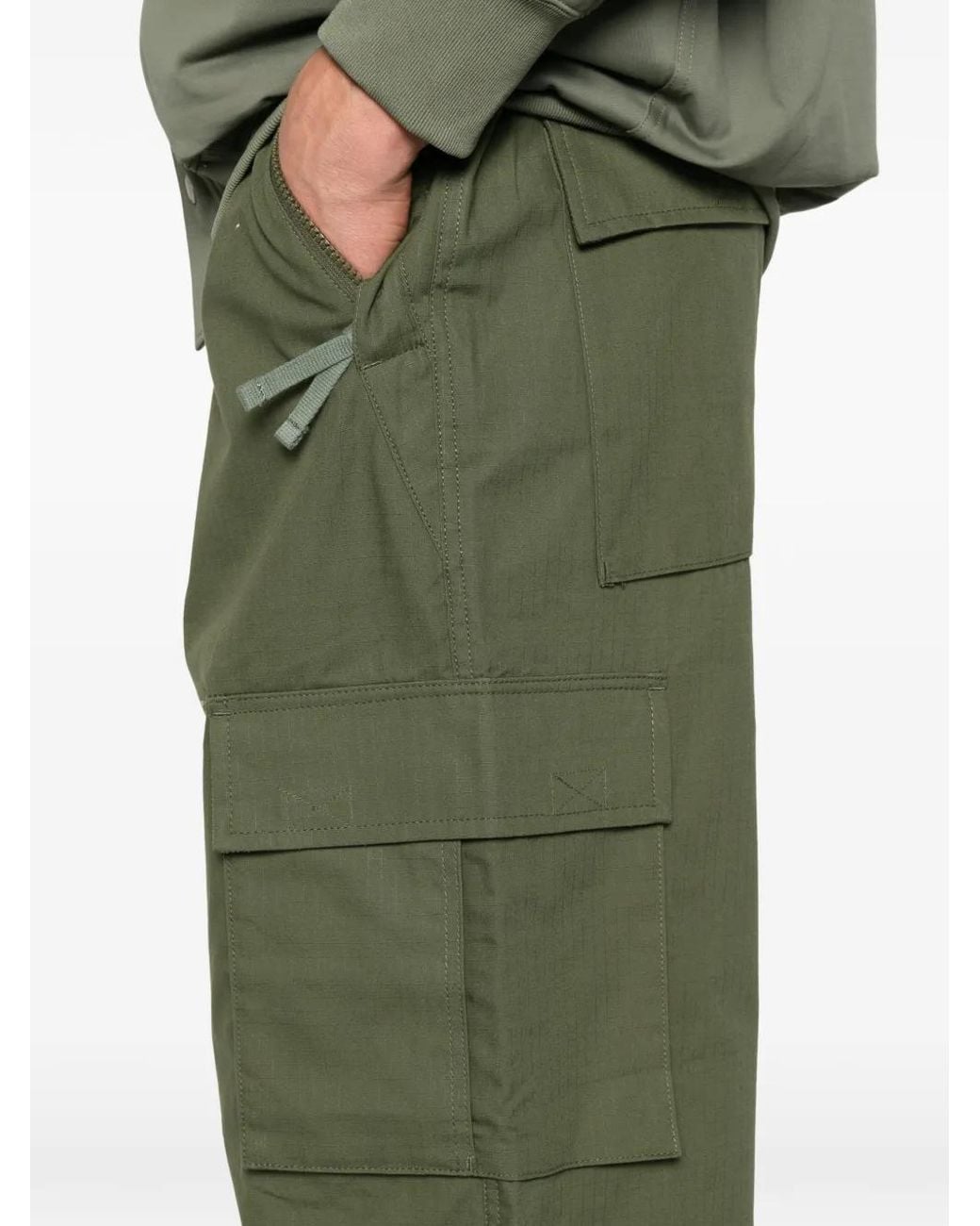 Comme des Garçons Green Ripstop-Texture Drawstring Cargo Pants for men