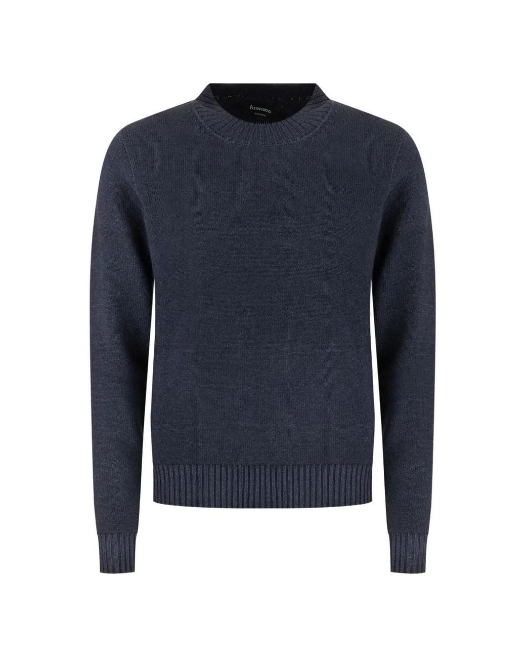 AROVESCIO Blue Ribbed-Knit Sweater for men