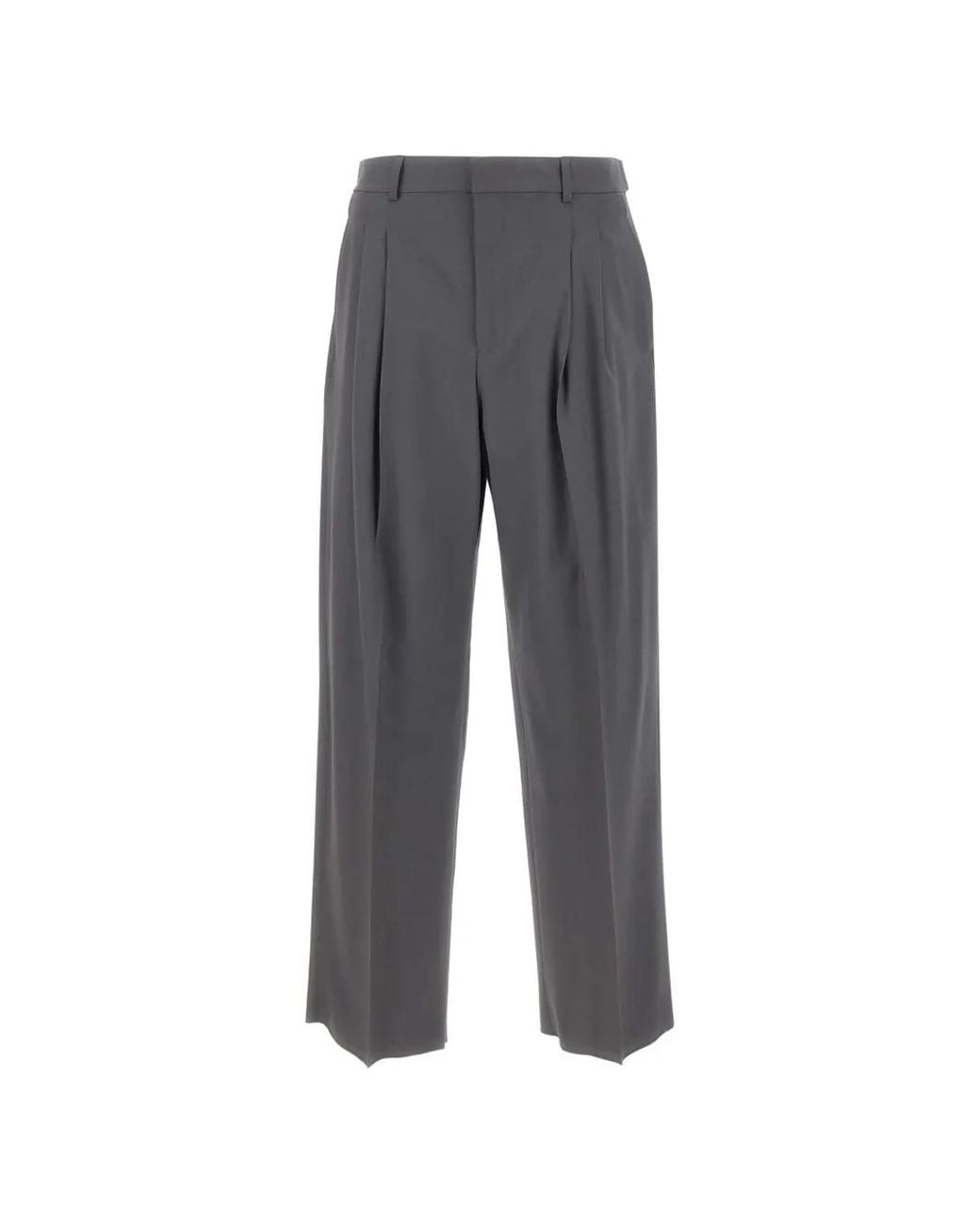 Emporio Armani Gray Pleated-Design Trousers for men