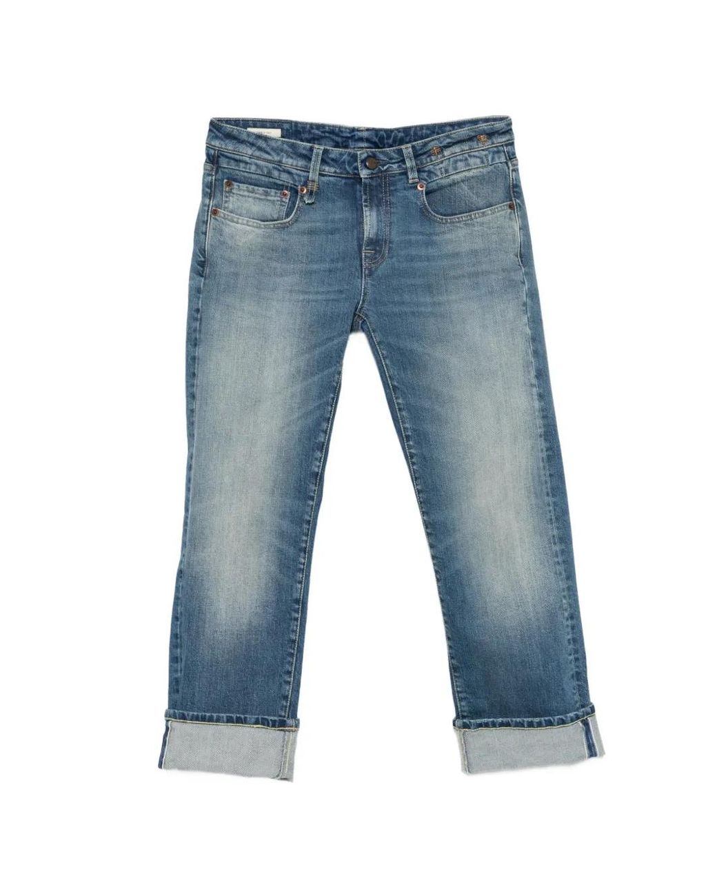 R13 Blue Cuffed Straight Jeans