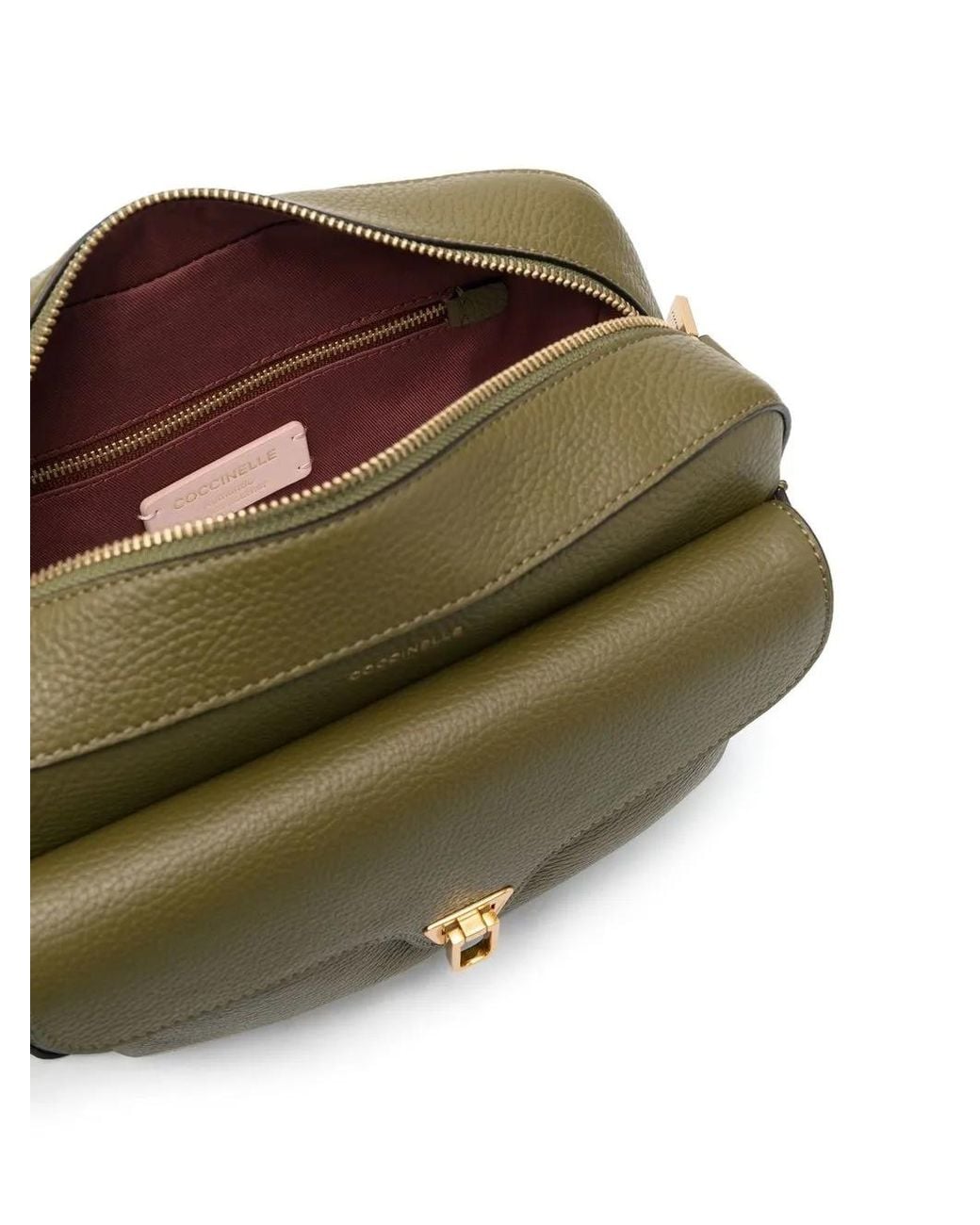 Coccinelle Green Grained Leather Satchel Bag