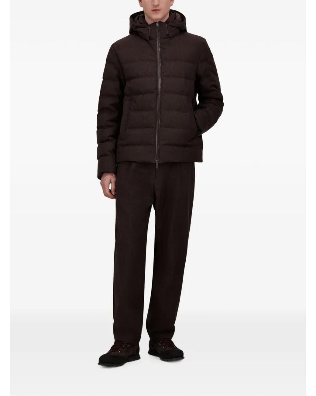 Herno Black Quilted Hooded Jacket for men