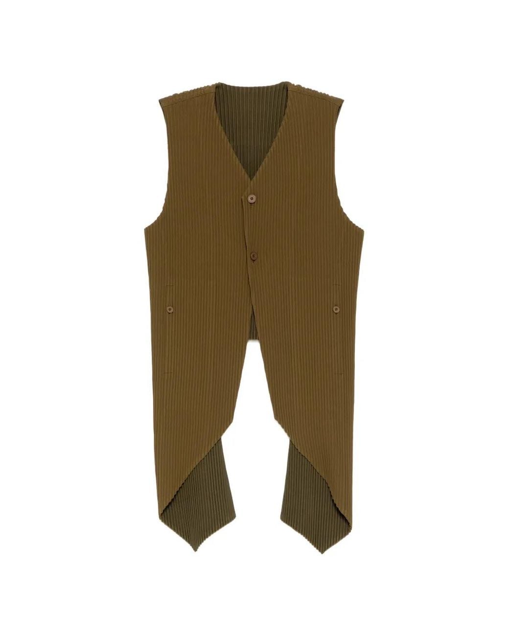 Homme Plissé Issey Miyake Green Pleated Vest for men