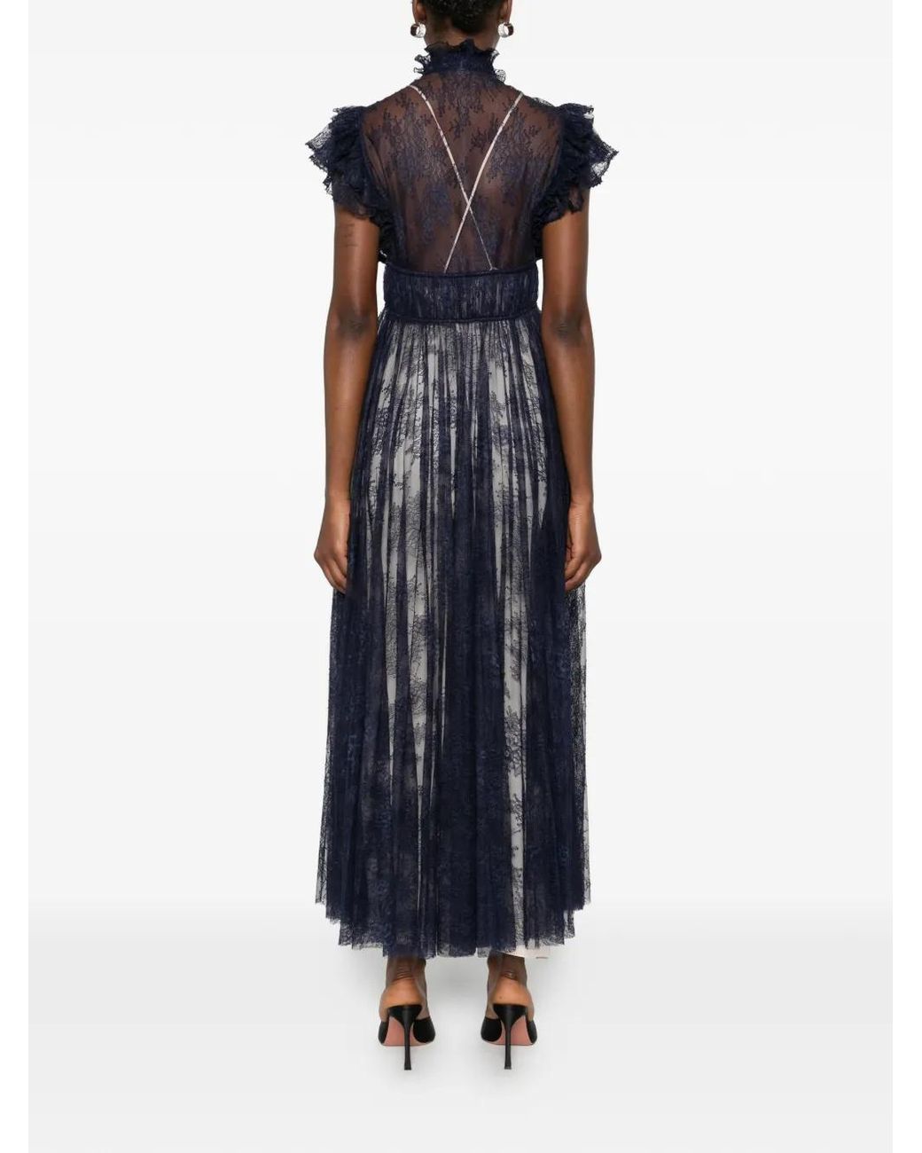 Alberta Ferretti Blue Polyamide Lace Dress