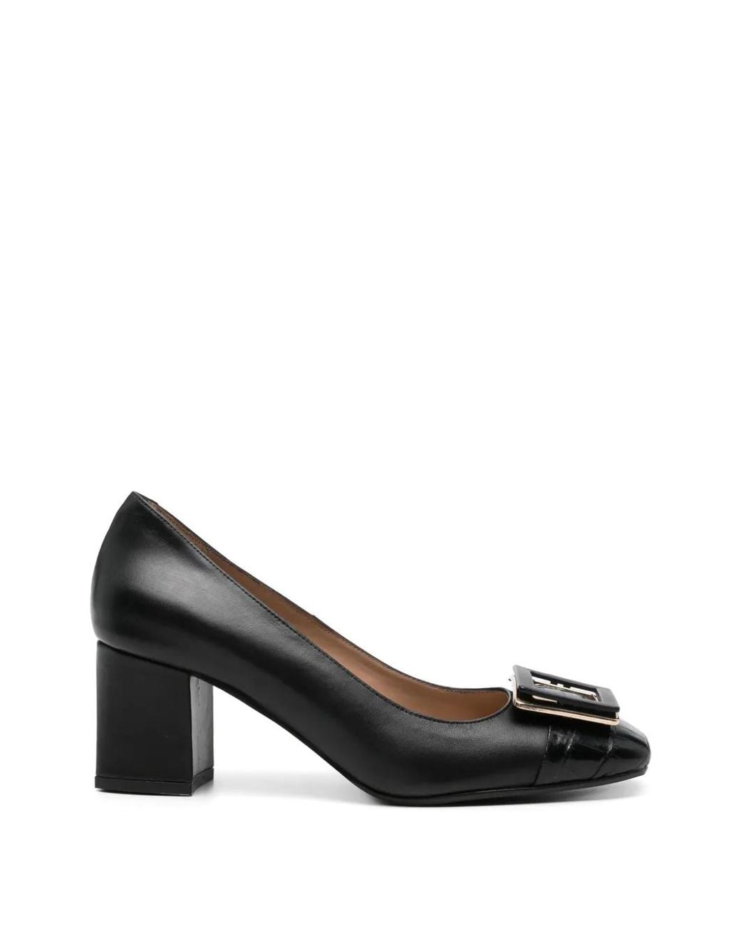 SERGIO MORETTI FIRENZE Black Buckle-Detail Crocodile-Effect Pumps