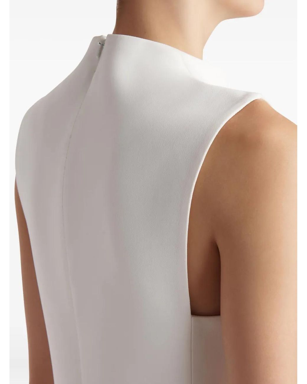 Khaite White Lowen High-Neck Slit Midi Dress