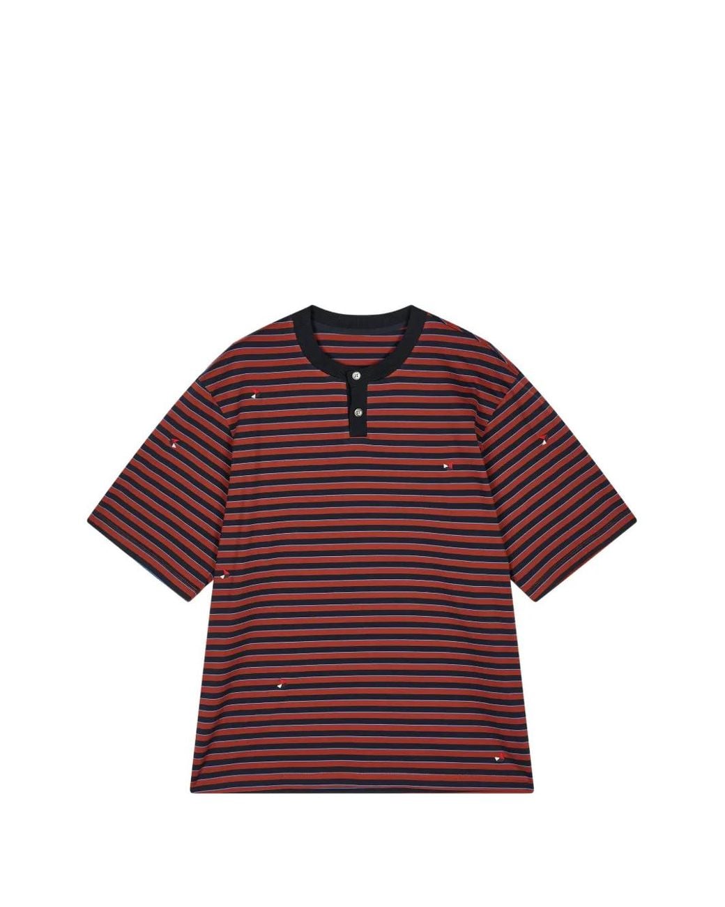 CROQUIS Red Striped Sailboat-Embroidery T-Shirt for men