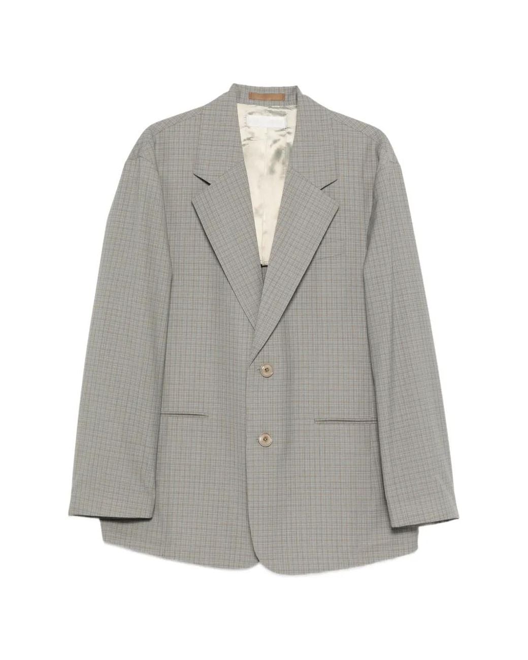 Our Legacy Gray Industry Check-Pattern Blazer for men