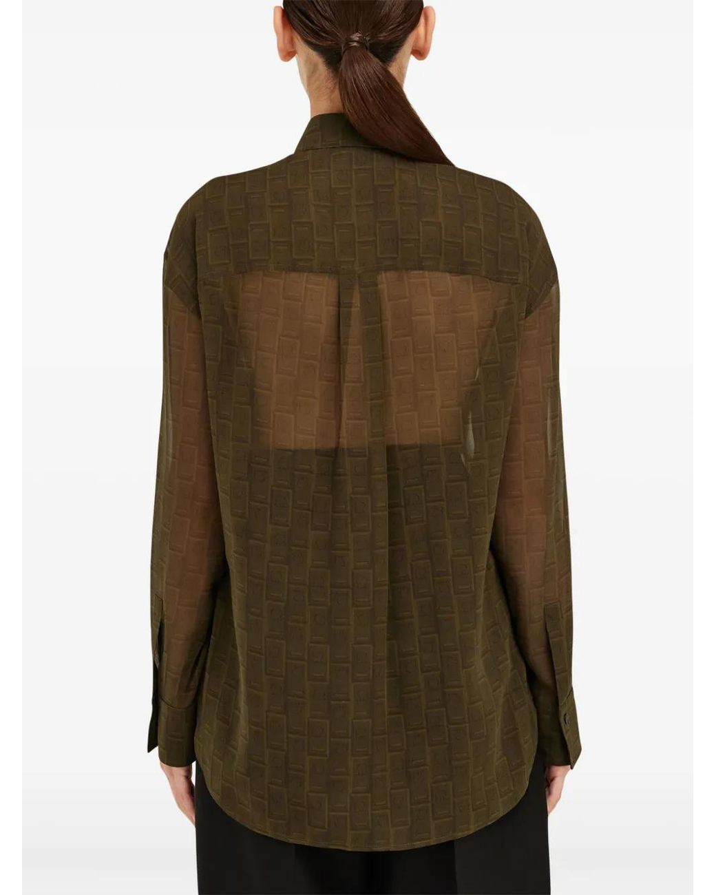 Ferragamo Blouse Met Monogram in het Green