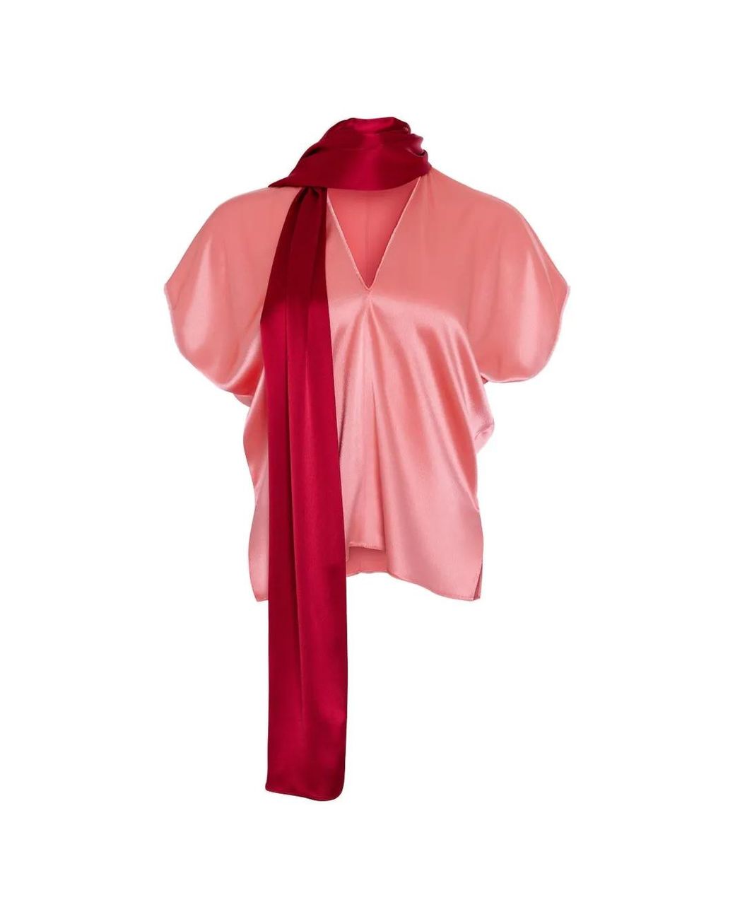 Roksanda Red Nava Satin V-Neck Top