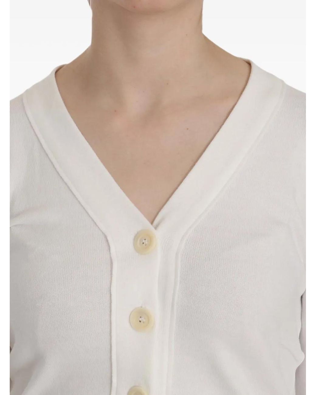 Byblos White V-Neck Long-Sleeve Cardigan