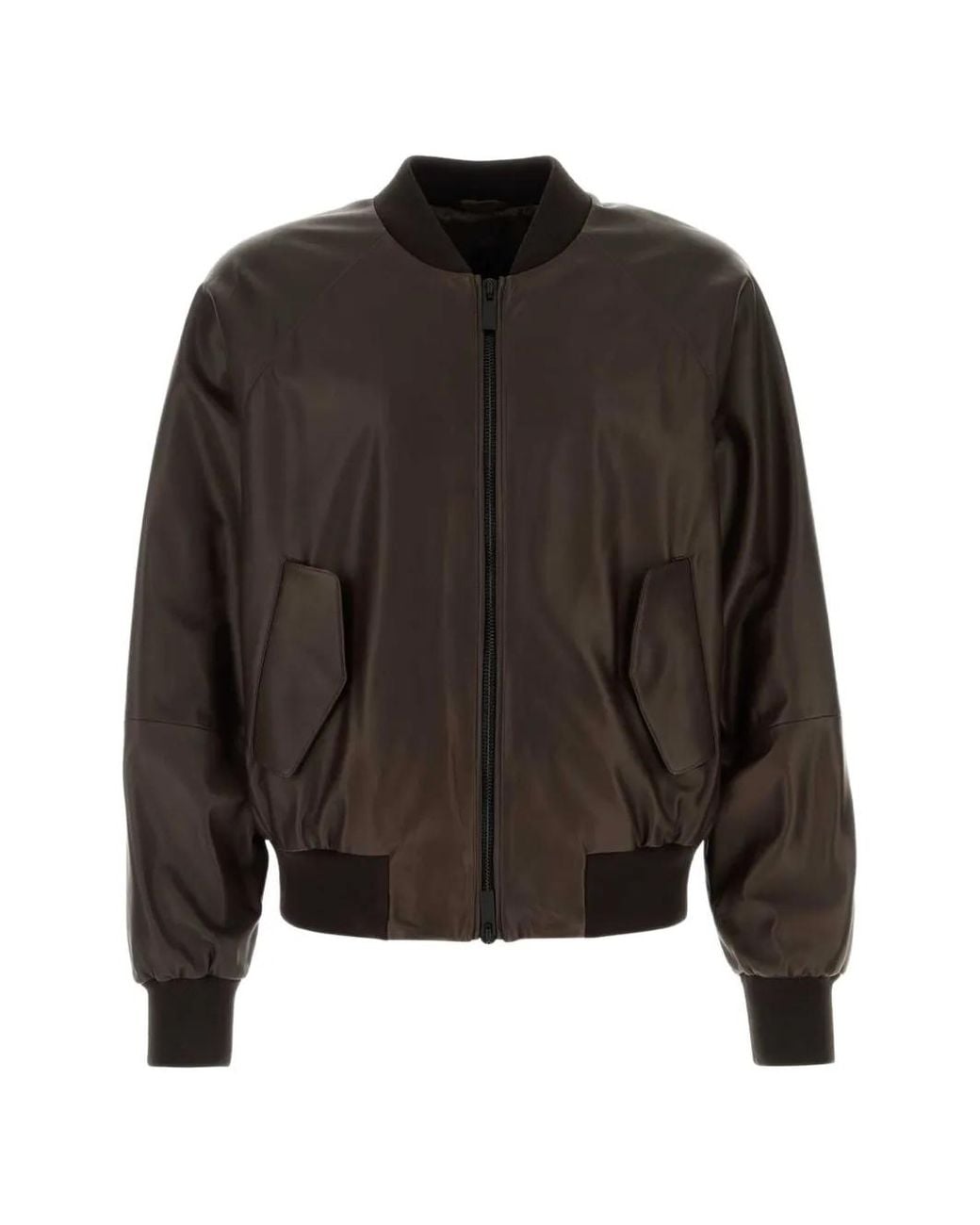Giorgio Armani Black Leather Bomber Jacket for men