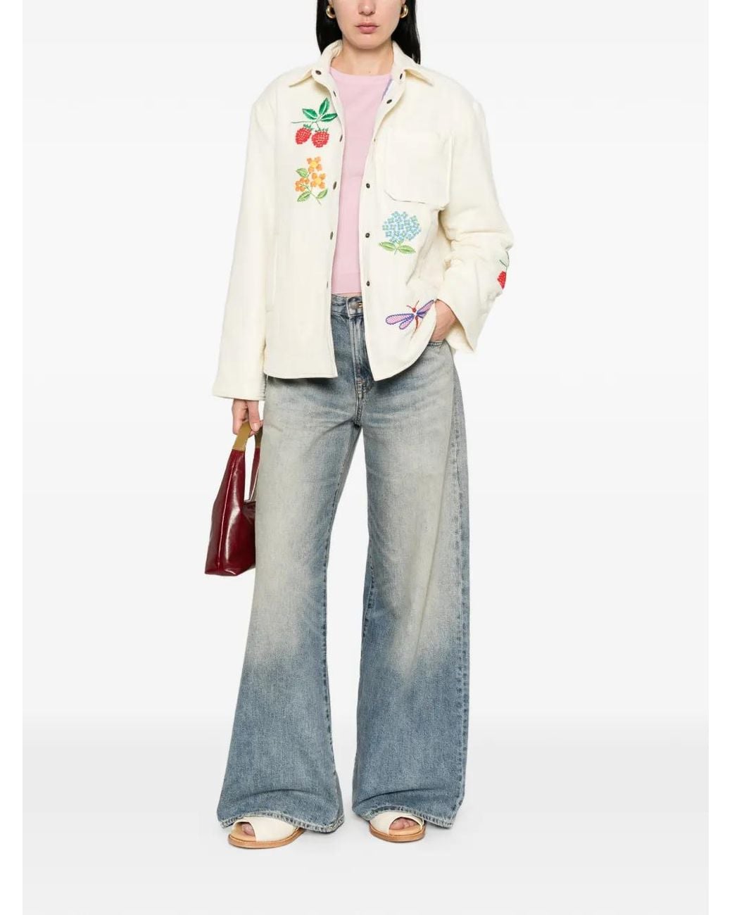 SUSANNA BLU White Crisantemo Button Jacket