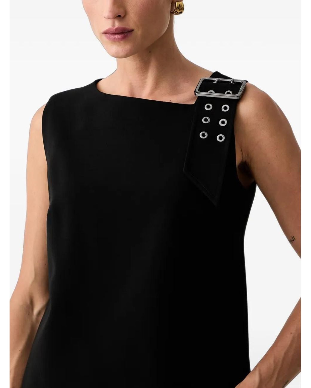 Trussardi Black Buckle-Detail Sleeveless Top