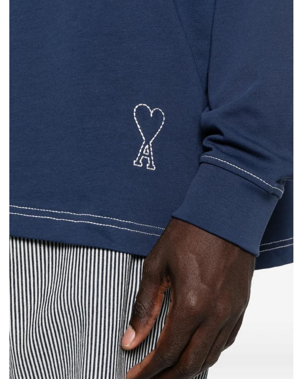 AMI Blue Long-Sleeves Sweatshirt for men