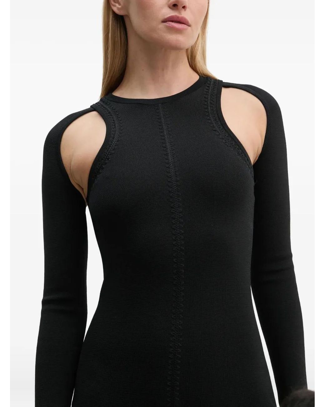 Nanushka Natural Cut-Out Long-Sleeved Dress
