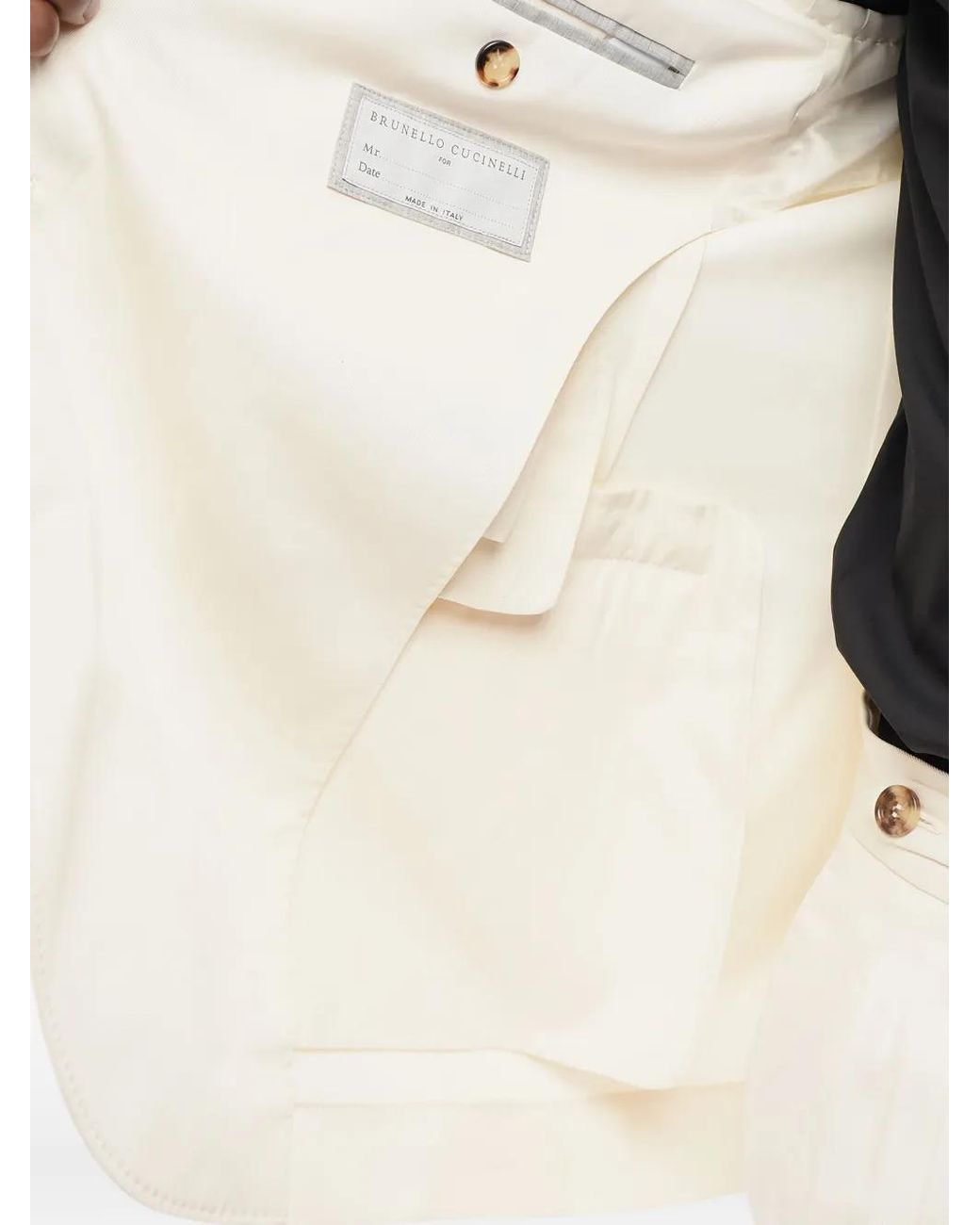 Brunello Cucinelli Natural Single-Breasted Silk Blazer for men