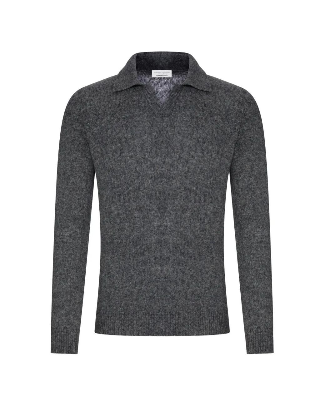 Roberto Collina Gray Polo-Collar Knitted Sweater for men