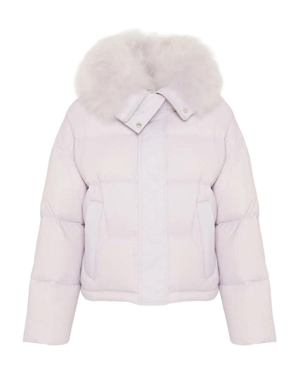 Yves Salomon Pink Removable-Collar Puffer Jacket