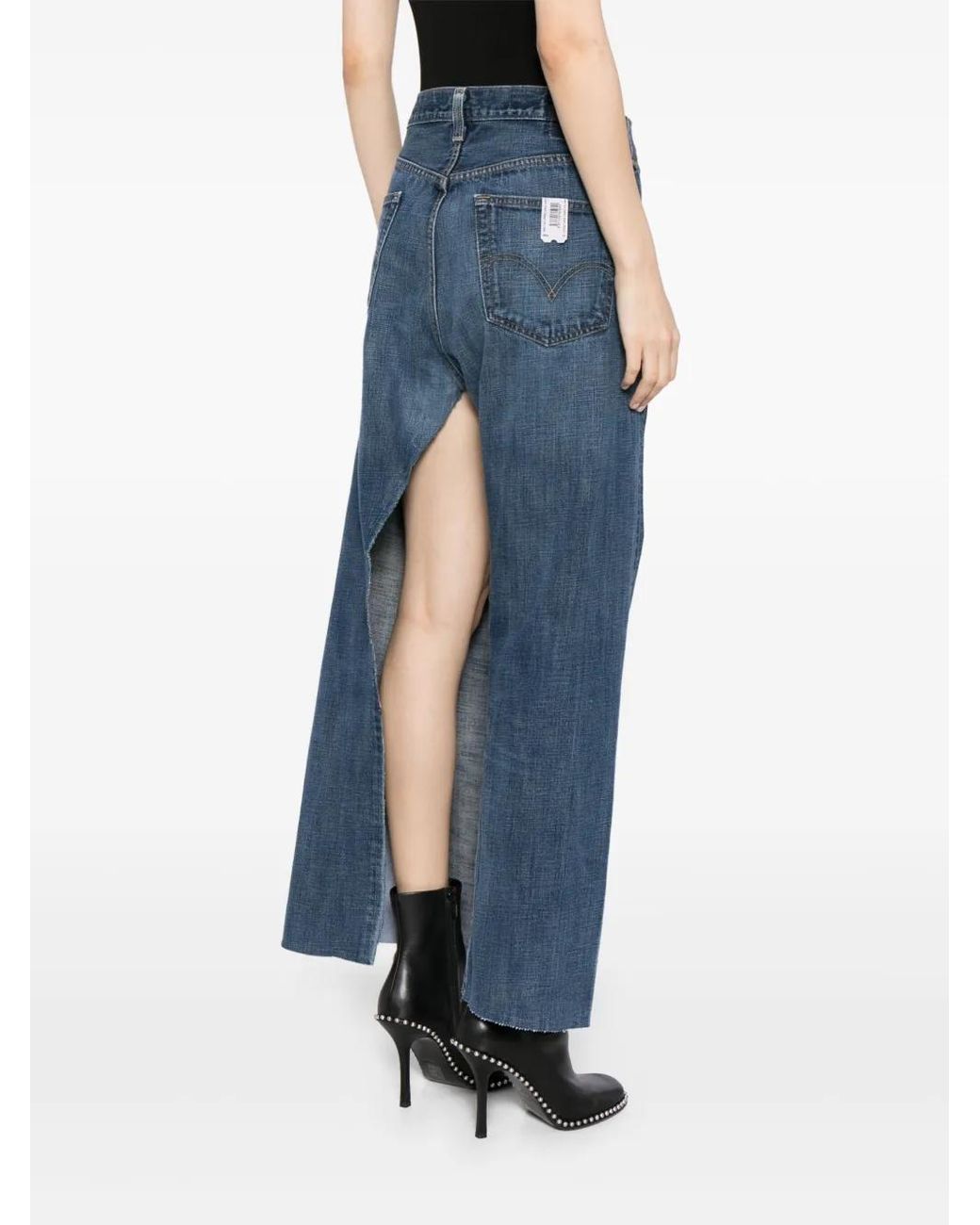 PROTOTYPES Blue Washed Denim Midi Skirt