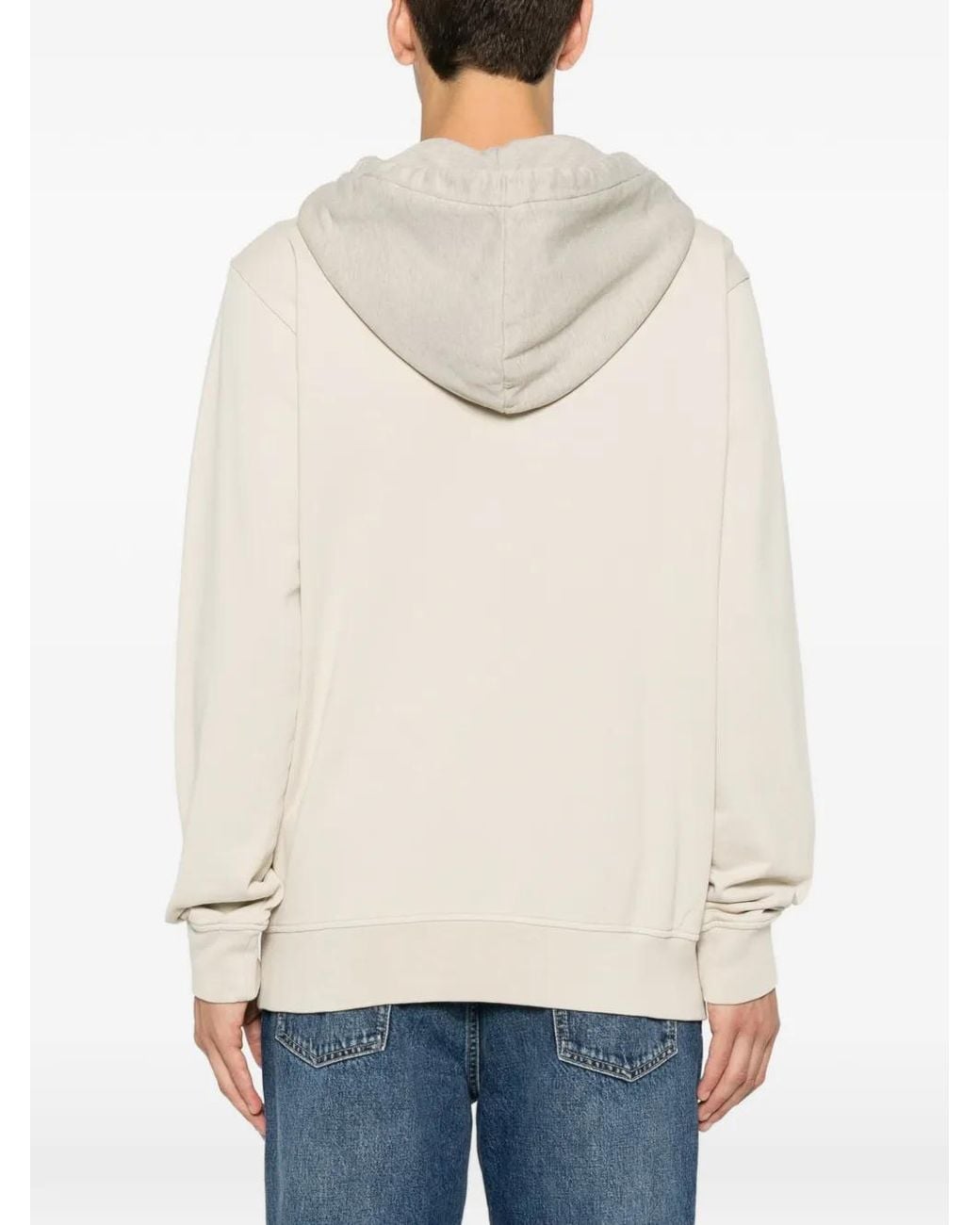 Boss White Logo-Embroidered Drawstring Hoodie for men