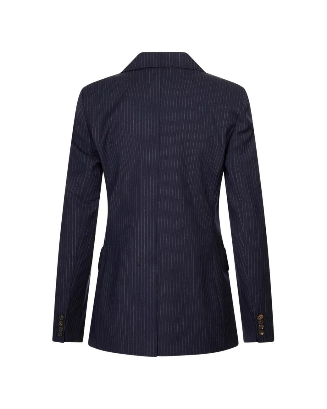 Max Mara Blue Pinstripe Double-Breasted Blazer