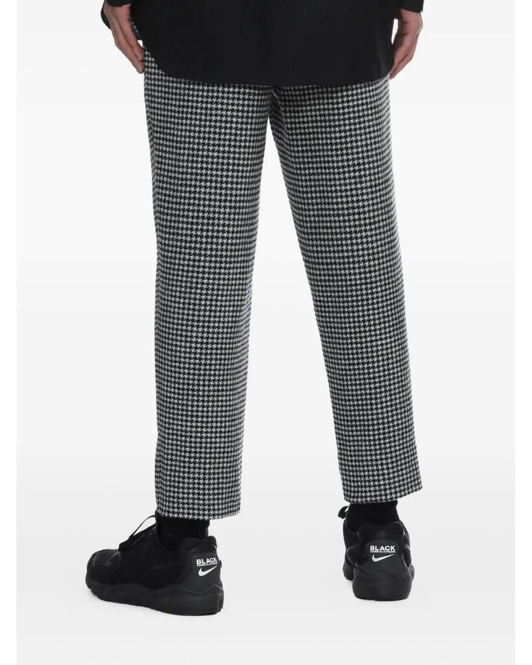 COMME DES GARÇON BLACK Gray Houndstooth-Pattern Trousers for men