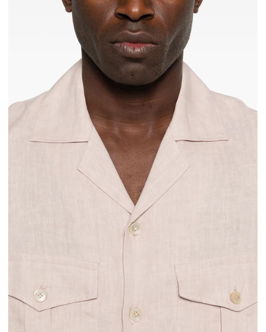 Eleventy Pink Linen Pocket Shirt for men