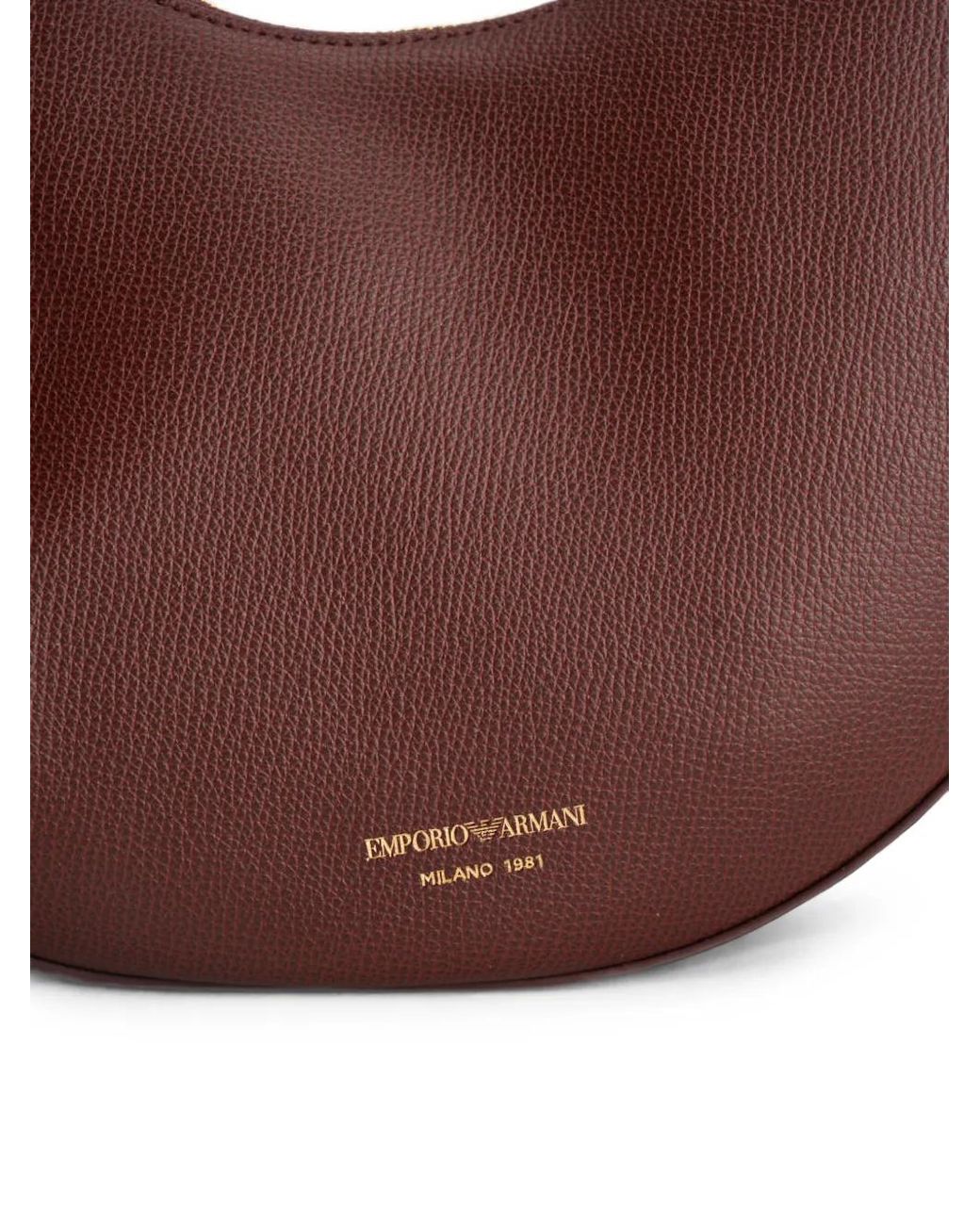 Emporio Armani Brown 1981 Pebbled-Texture Crescent Shoulder Bag