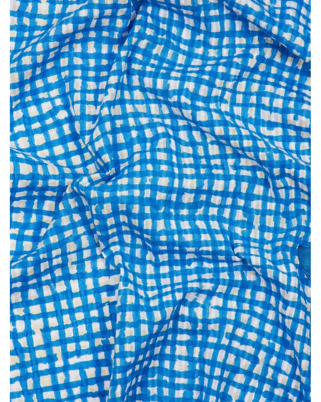 Paul Smith Blue Fish Check-Pattern Cotton Scarf for men