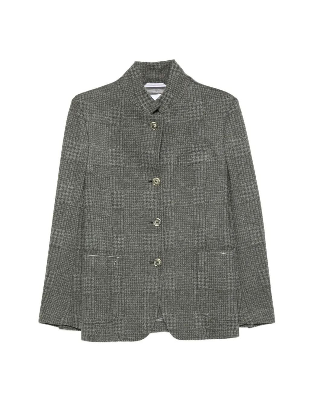 Fedeli Gray Prince Of Wales Check Jacket